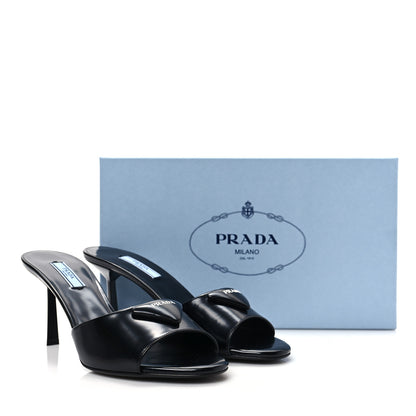 Prada Spazzolato Logo 75mm Slide Sandals 39 Black 8 of 8