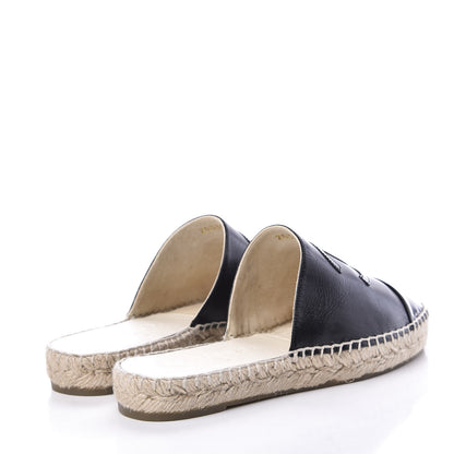 Chanel Goatskin Patent CC Espadrille Mules 37 Black 4 of 9