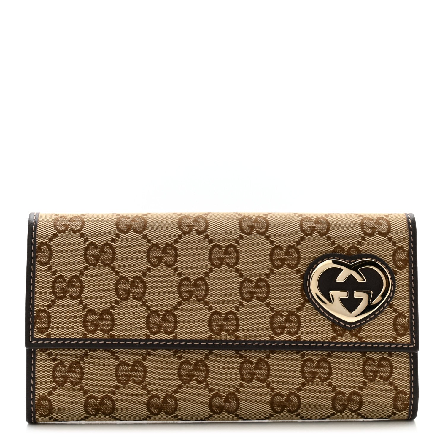 Gucci Monogram Lovely Heart Continental Wallet Brown 1 of 11