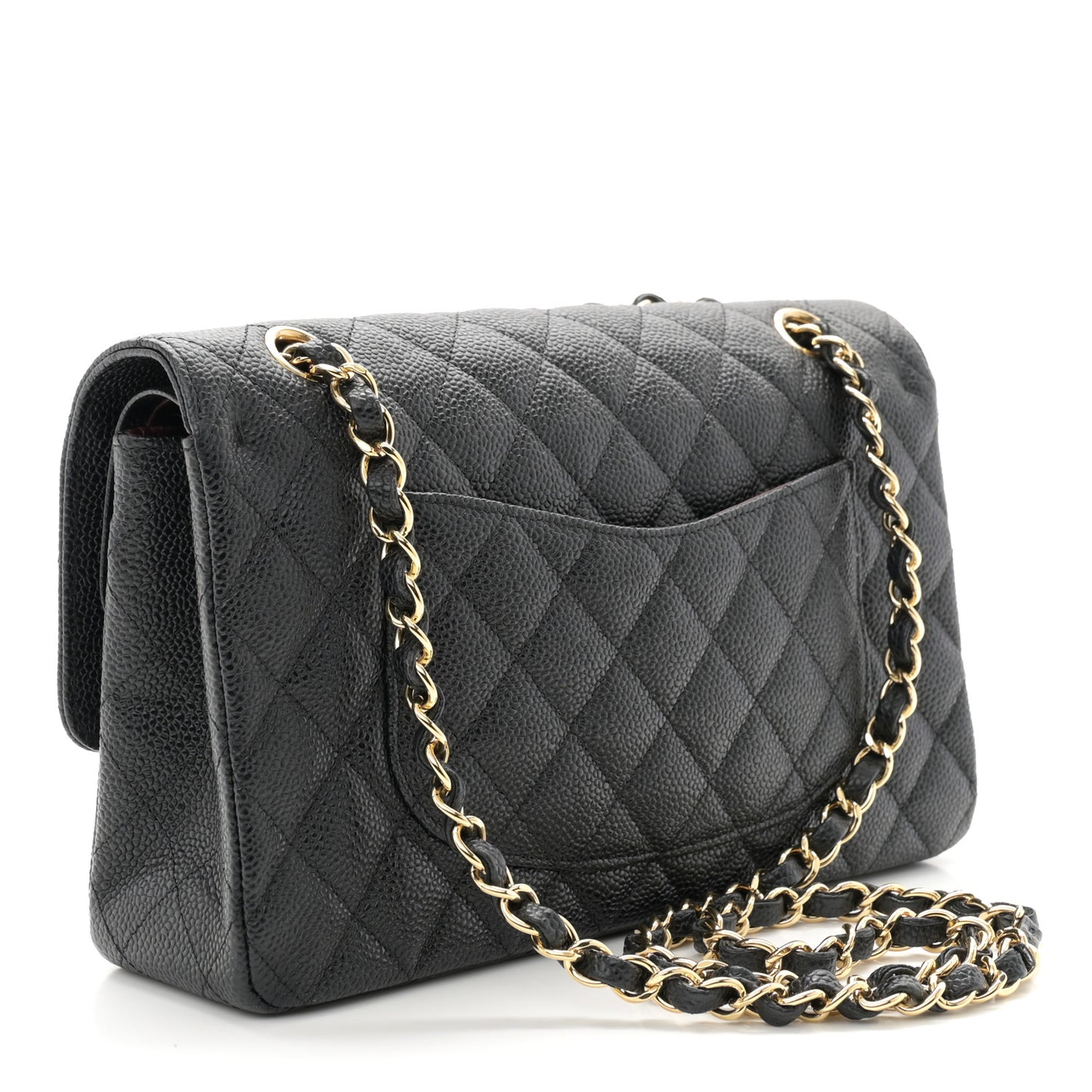 Caviar Quilted Medium Double Flap Black