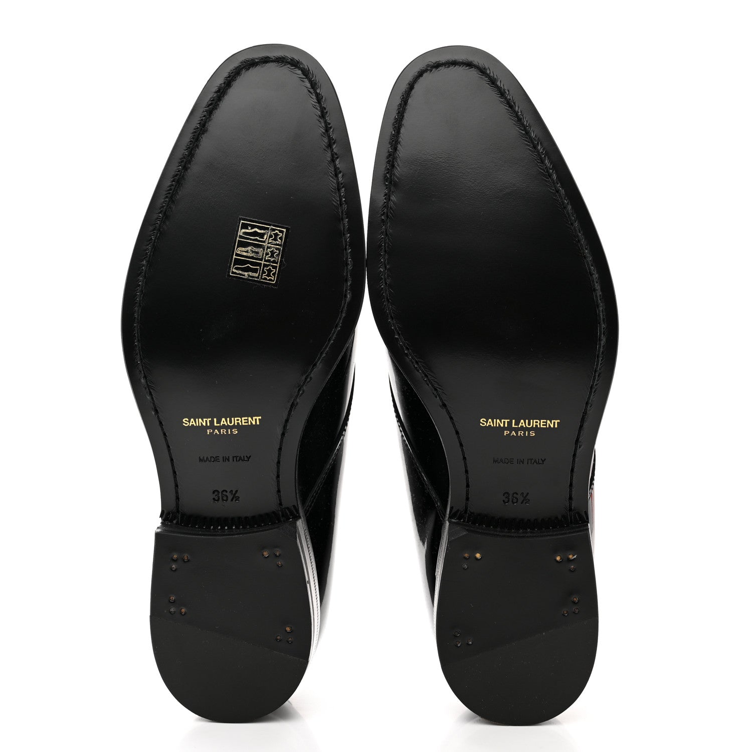 Saint Laurent Patent Calfskin Mens Derby Lace Up Shoes 36.5 Black 5 of 8