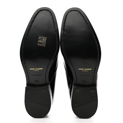 Saint Laurent Patent Calfskin Mens Derby Lace Up Shoes 36.5 Black 5 of 8