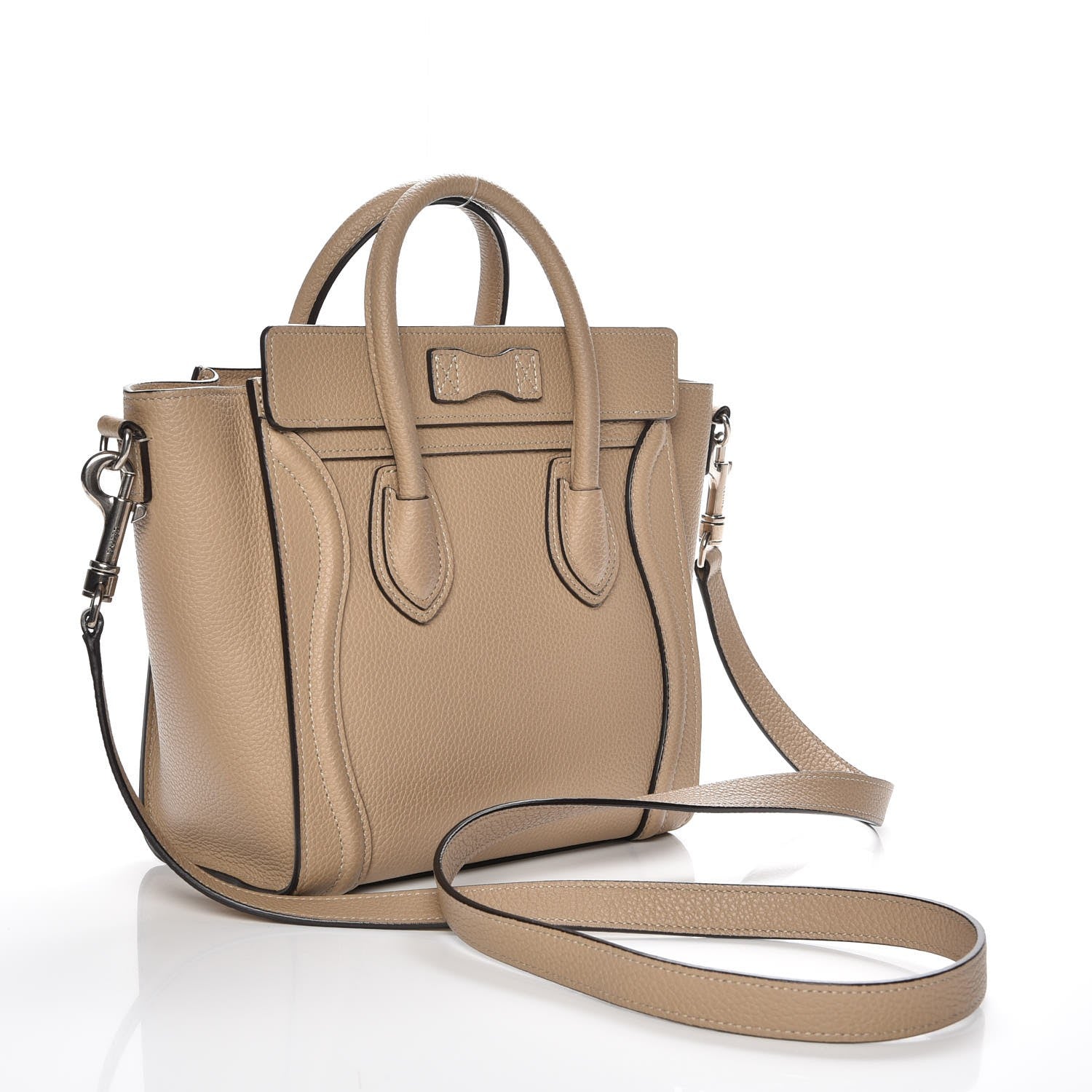 Celine Drummed Calfskin Nano Luggage Dune 4 of 8