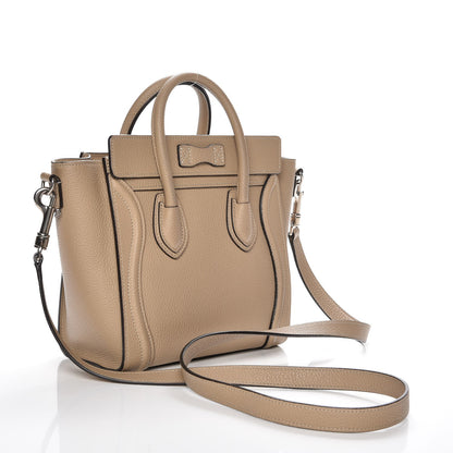 Celine Drummed Calfskin Nano Luggage Dune 4 of 8