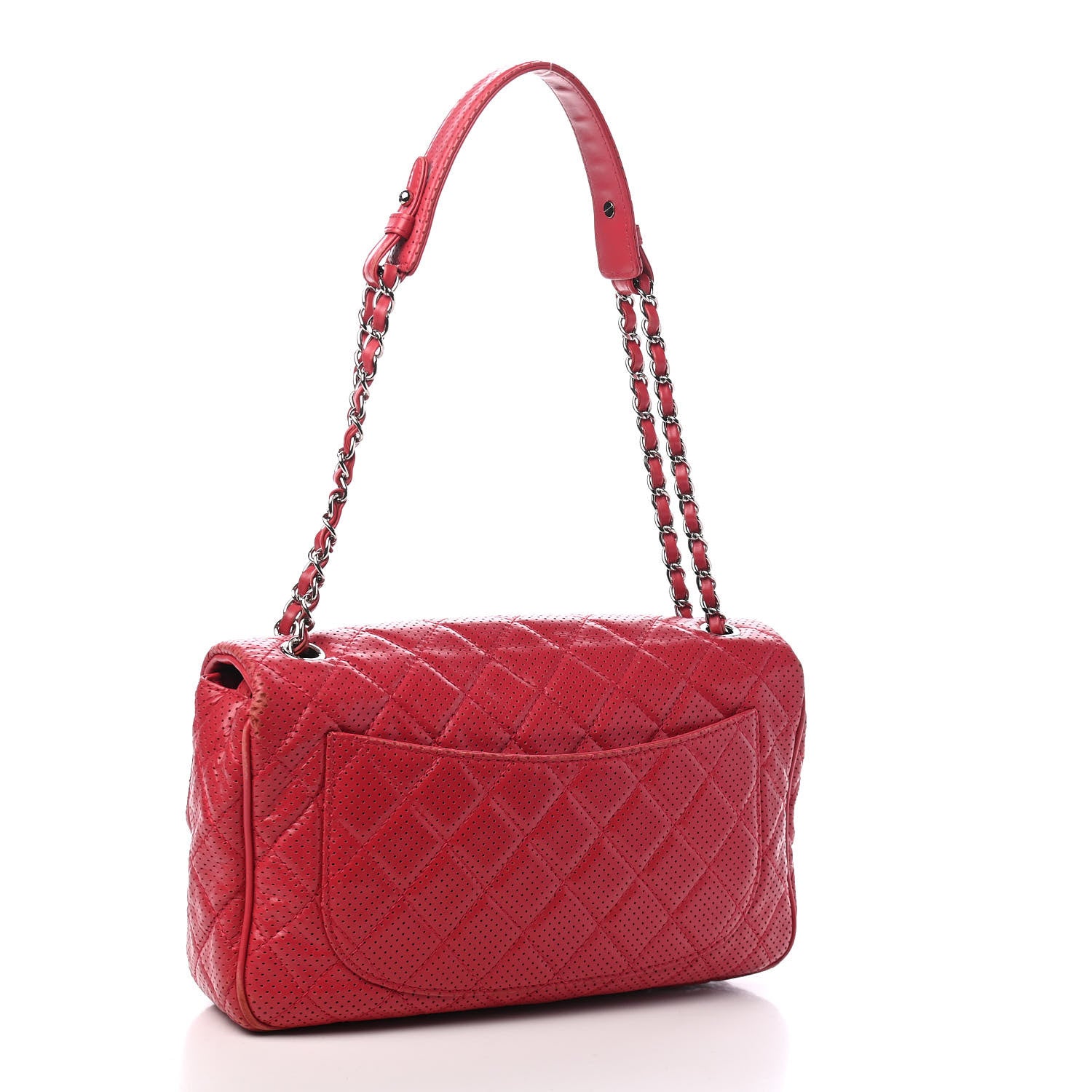 Chanel Lambskin Perforated Medium Double Flap Dark Pink 3 of 10