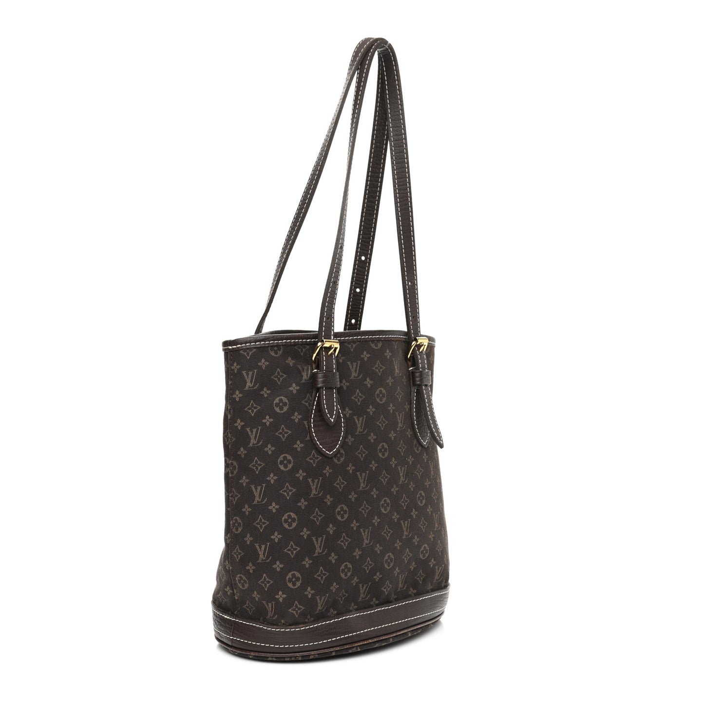 Mini Lin Monogram Bucket Bag Ebene