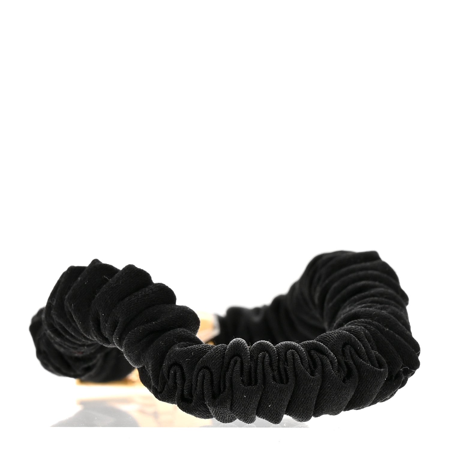 Prada Satin Metal Logo Charm Hair Tie Black 3 of 4