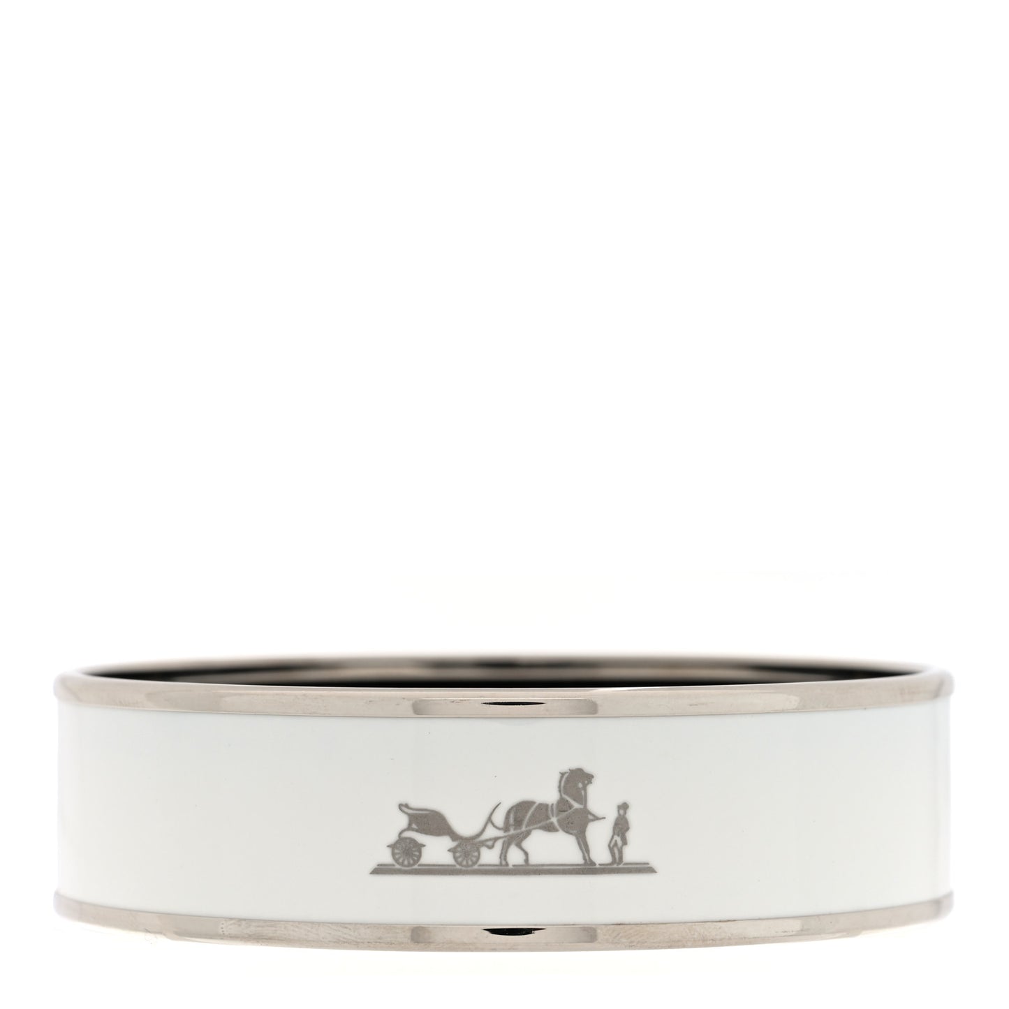 Enamel Printed Wide Caleche Bracelet  White