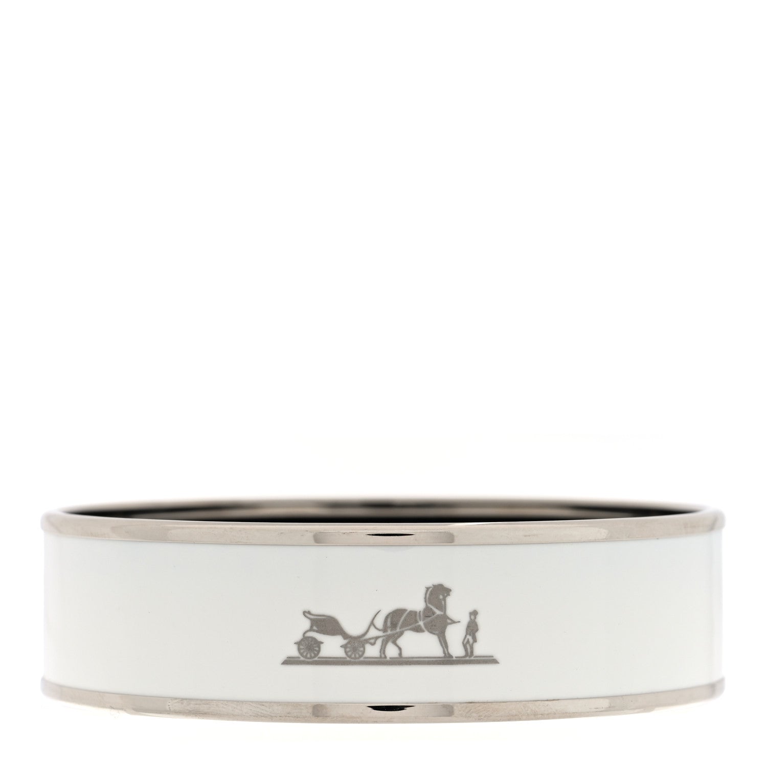 Hermes Enamel Printed Wide Caleche Bracelet  White 1 of 4
