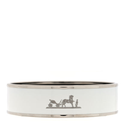 Hermes Enamel Printed Wide Caleche Bracelet  White 1 of 4