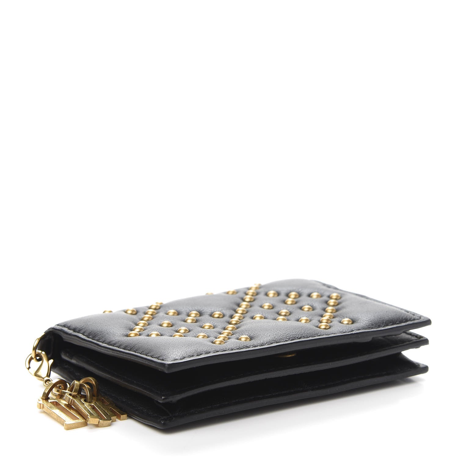 Christian Dior Lambskin Cannage Studded Lady Dior Card Holder Black 4 of 11