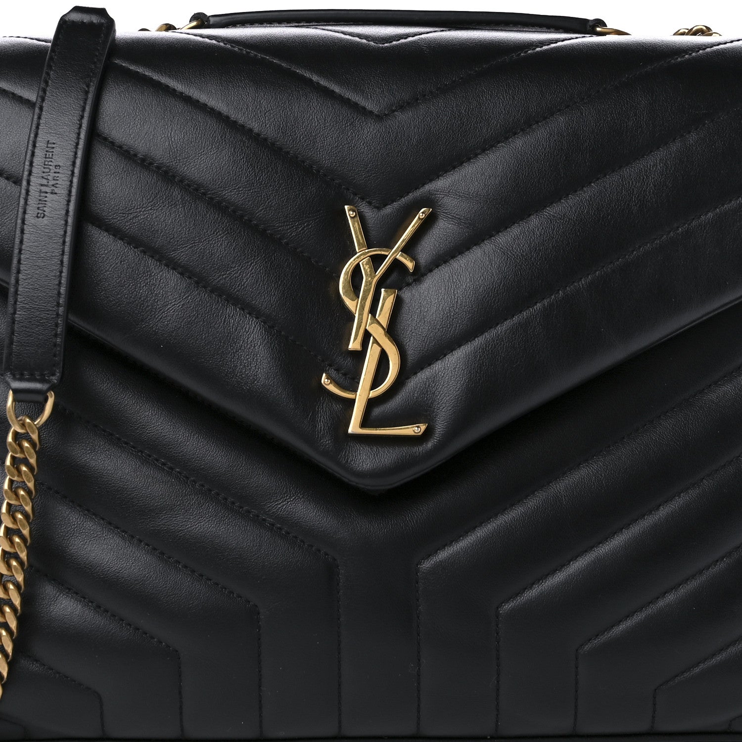 Saint Laurent Calfskin Y Quilted Monogram Medium Loulou Chain Satchel Black 9 of 10