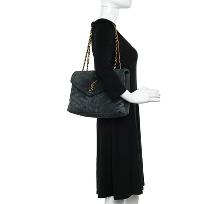 Saint Laurent Suede Y Quilted Monogram Medium Loulou Chain Satchel 2 of 11