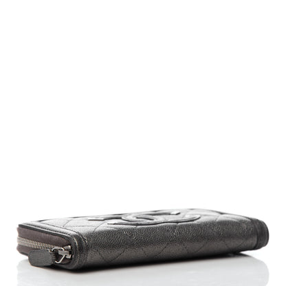 Chanel Caviar Quilted Medium Filigree Zip Around Wallet Dark Silver 4 of 9