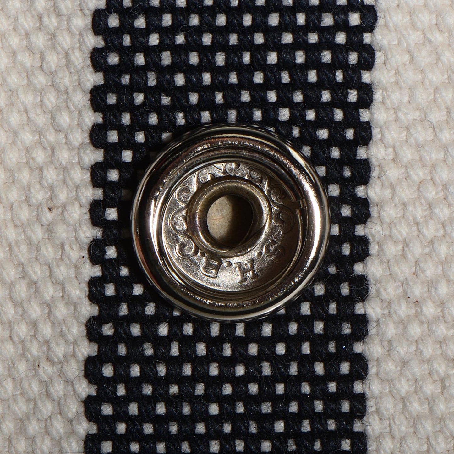 Canvas Striped Cannes MM Beach Tote Blanc Black White