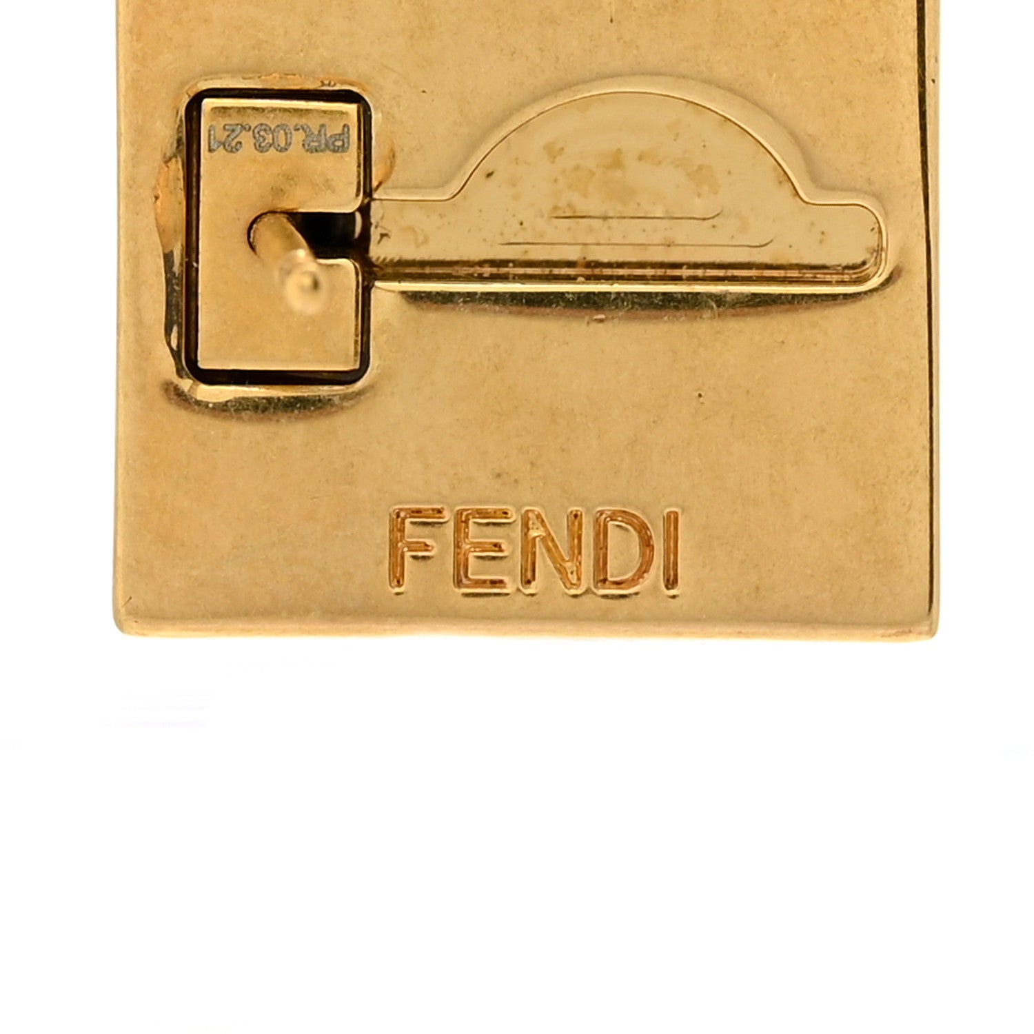 Fendi Metal Cube Earrings Gold 4 of 8