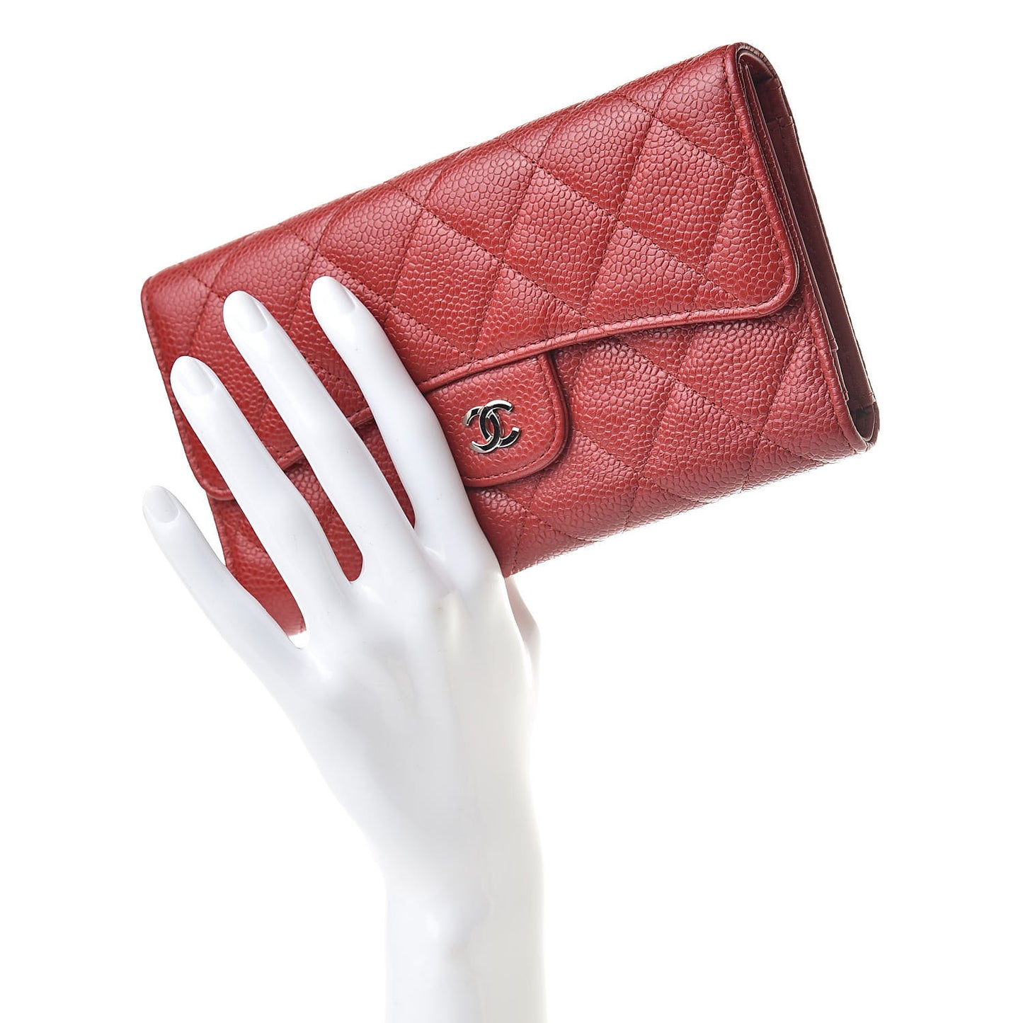 Caviar Quilted Large Flap Wallet Red