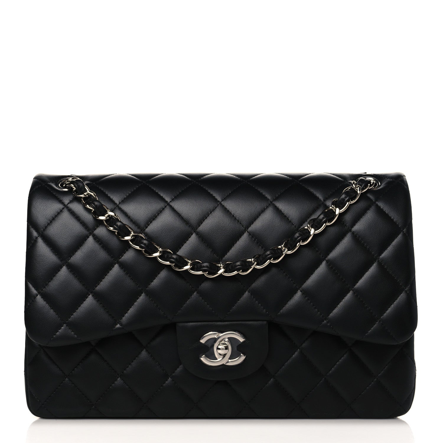 Chanel Lambskin Quilted Jumbo Double Flap Black 1 of 9