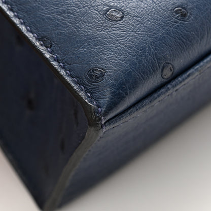 Hermes Ostrich Kelly Pochette Clutch Bleu Roi 9 of 10
