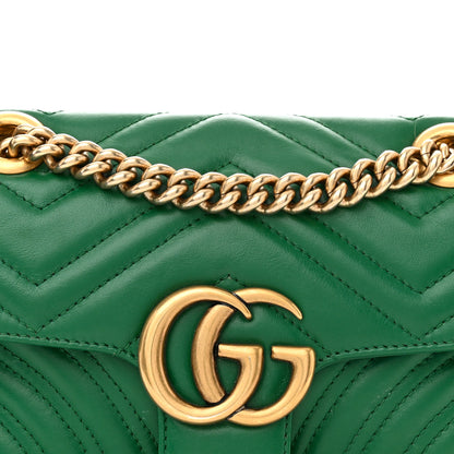Gucci Calfskin Matelasse Mini GG Marmont Shoulder Bag Emerald Green 8 of 13