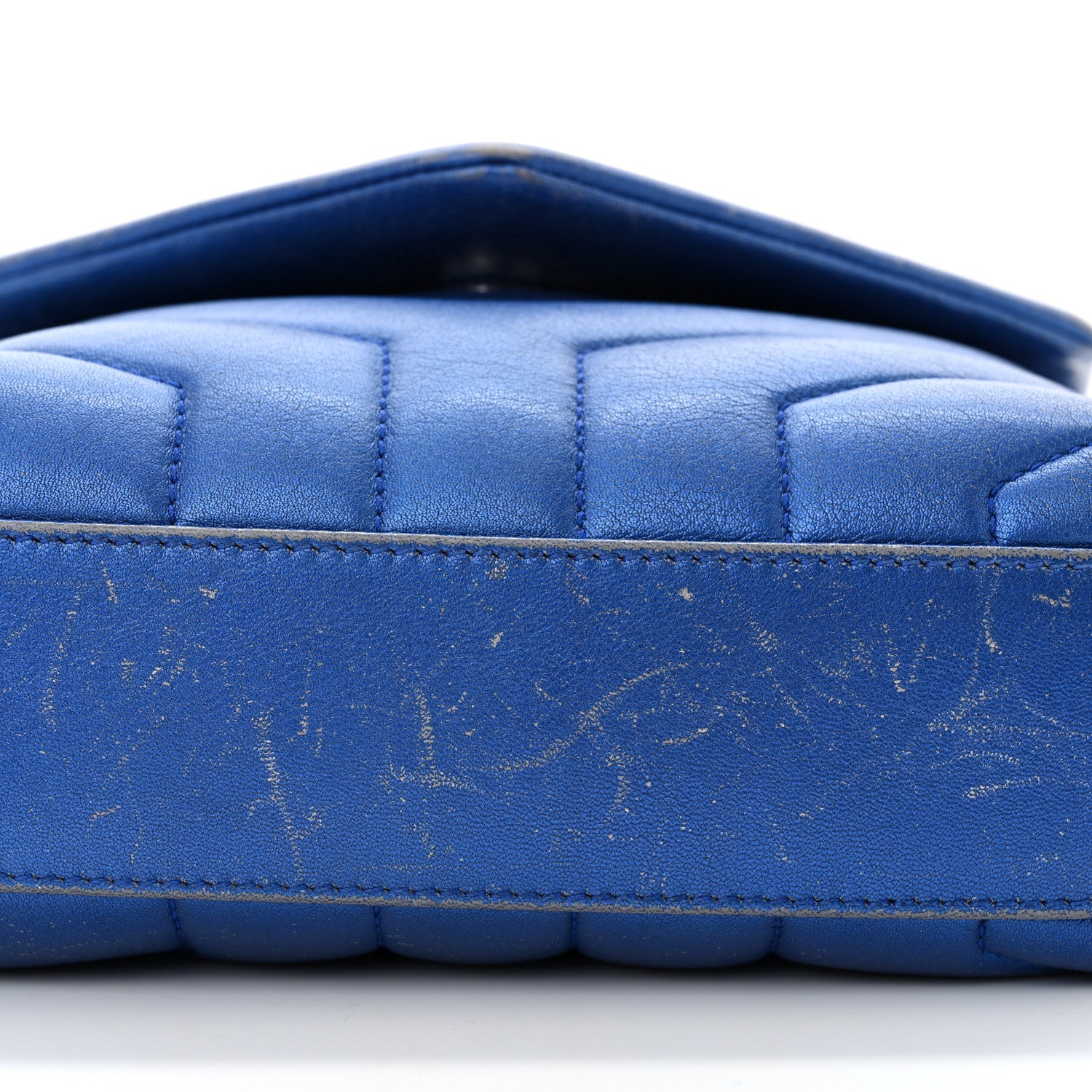 Saint Laurent Metallic Calfskin Y Quilted Monogram Toy Loulou Crossbody Bag Blue Royal 11 of 14