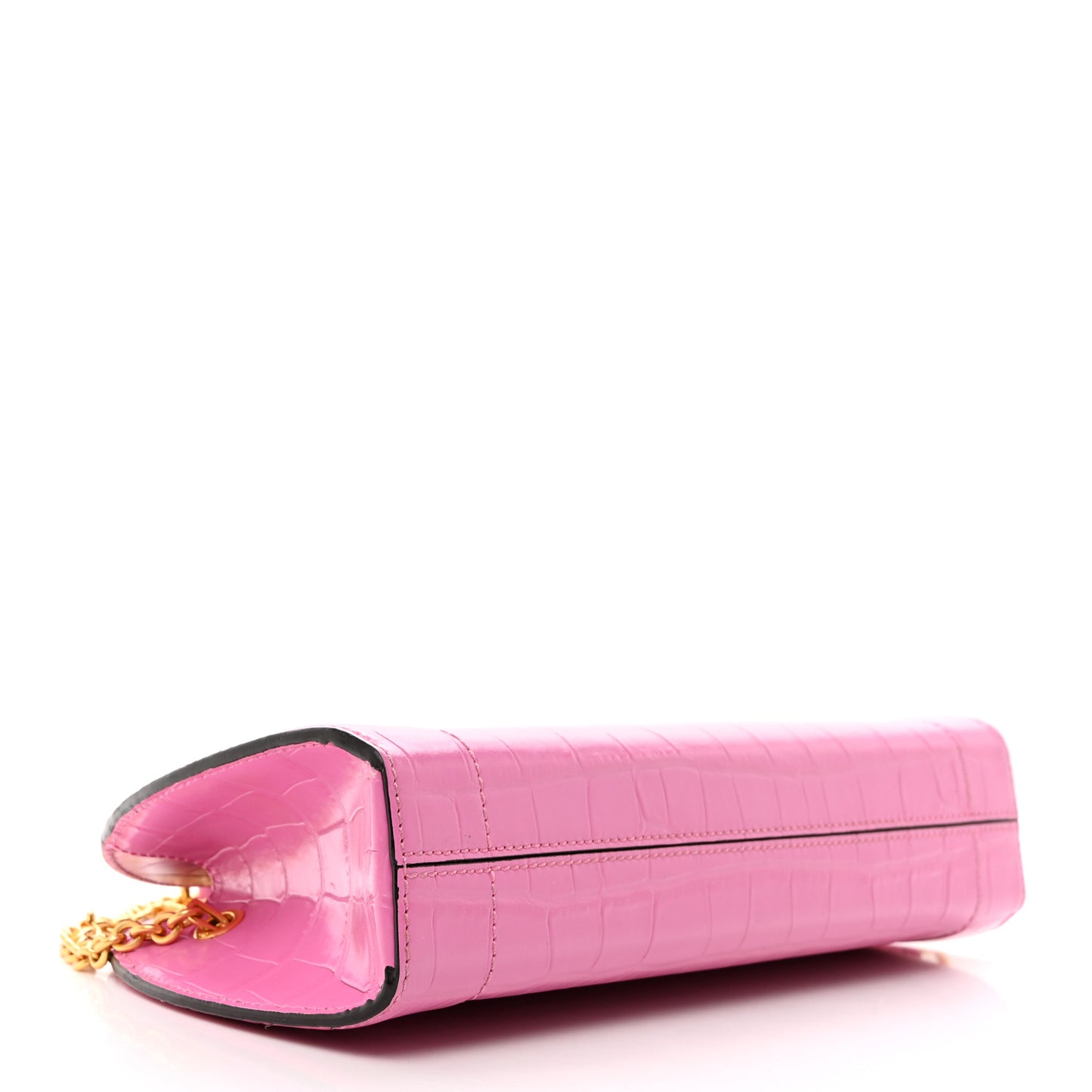 Crocodile Embossed Calfskin Crescent Clutch Slate