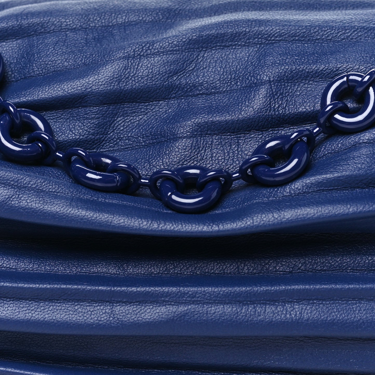 Lambskin Pleated Bracelet Pouch Chain Shoulder Bag Blue
