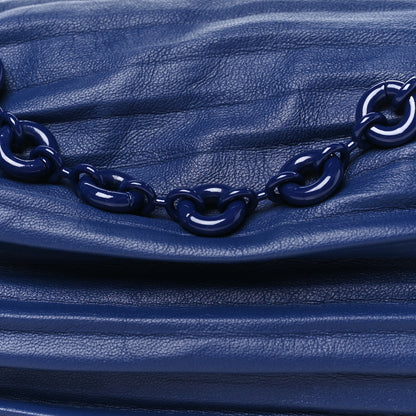 Loewe Lambskin Pleated Bracelet Pouch Chain Shoulder Bag Blue 7 of 9