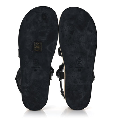 Chanel Lambskin Chain Sandals 40 Black 5 of 8