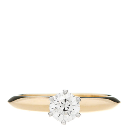 Tiffany 18K Yellow Gold Platinum Diamond .43ct Solitaire Engagement Ring 49 5 1 of 8