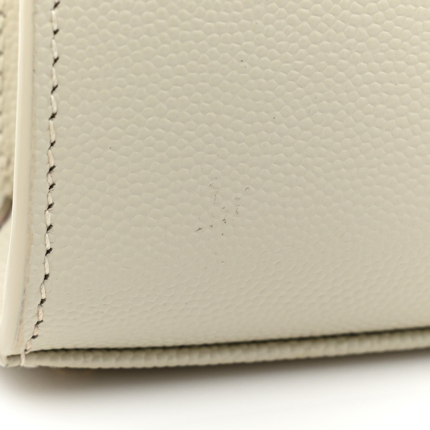 Saint Laurent Grain de Poudre Mini Classic Monogram Cassandra Top Handle Vintage White 12 of 15