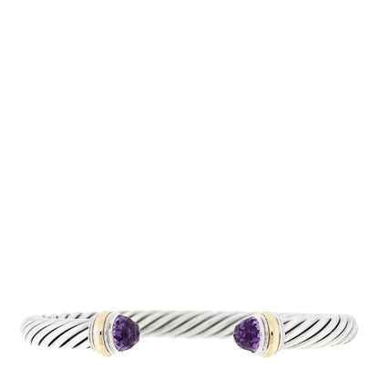 David Yurman Sterling Silver 14K Yellow Gold Amethyst 7mm Cable Classics Bracelet 1 of 3