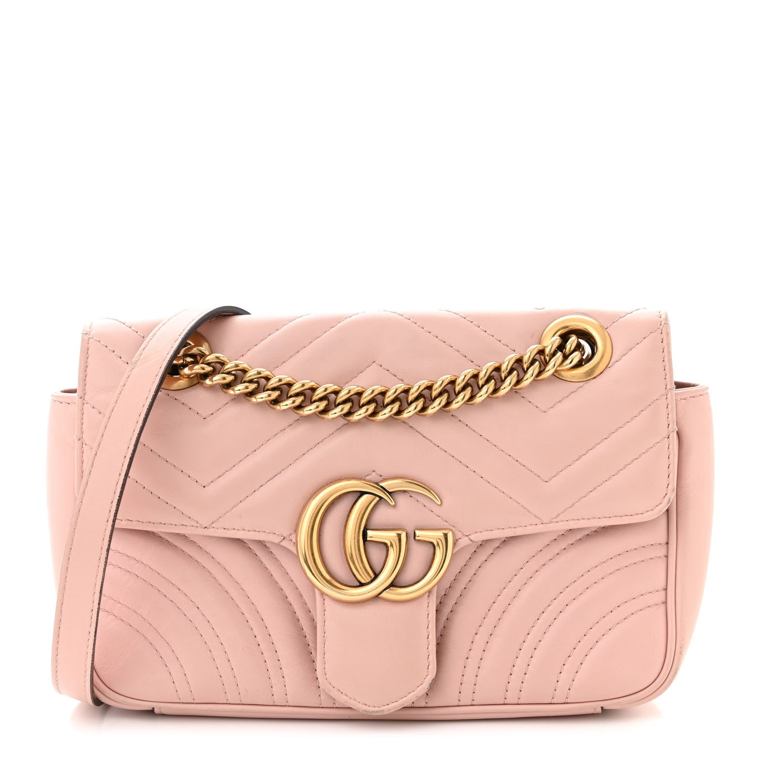 Gucci Calfskin Matelasse Mini GG Marmont Shoulder Bag Perfect Pink 1 of 12