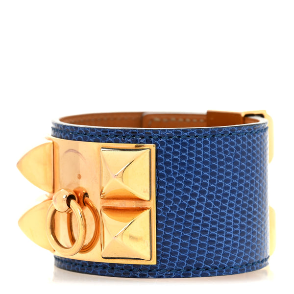 Hermes Lizard Collier De Chien CDC Bracelet T2 Bleu Saphir 1818907