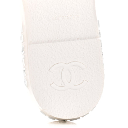 Chanel Lambskin Quilted CC Espadrille Slip On Sandals 39 White 9 of 13