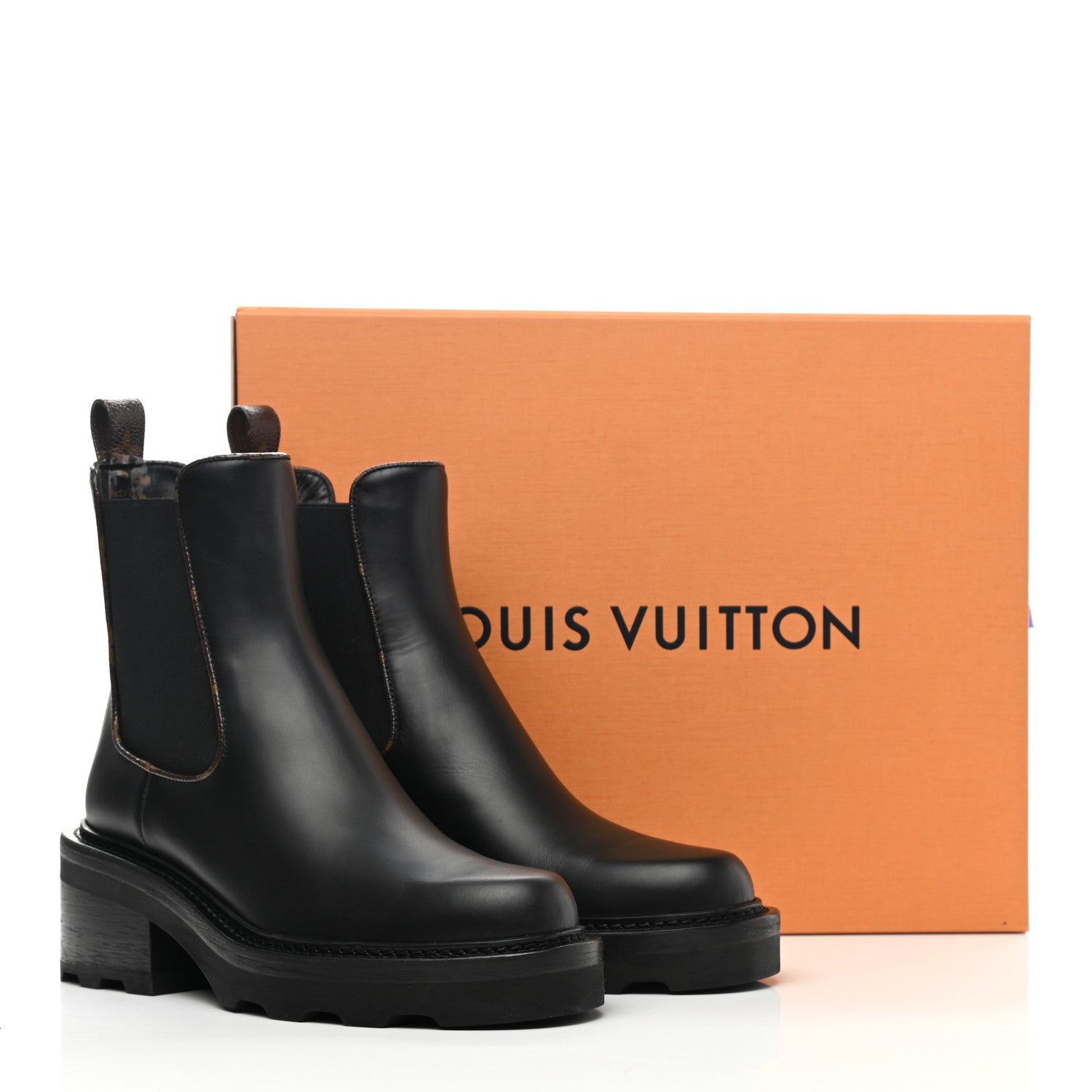 Louis Vuitton Calfskin Monogram Beaubourg Ankle Boots 38 Black 11 of 11