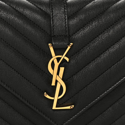 Saint Laurent Sheepskin Matelasse Chevron Monogram Medium College Bag Black 8 of 10