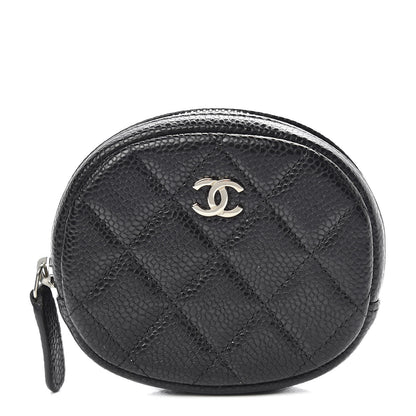 Chanel Metallic Caviar Quilted Zip Around Classic Coin Purse Black 1 of 9