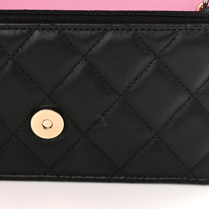 Chanel Lambskin Quilted Flap Phone Holder With Chain Black Lilac 14 of 15
