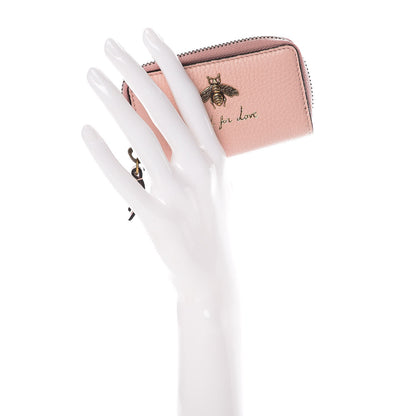 Gucci Cellarius Calfskin Blind For Love Animalier Zip Around Key Case Perfect Pink 2 of 7