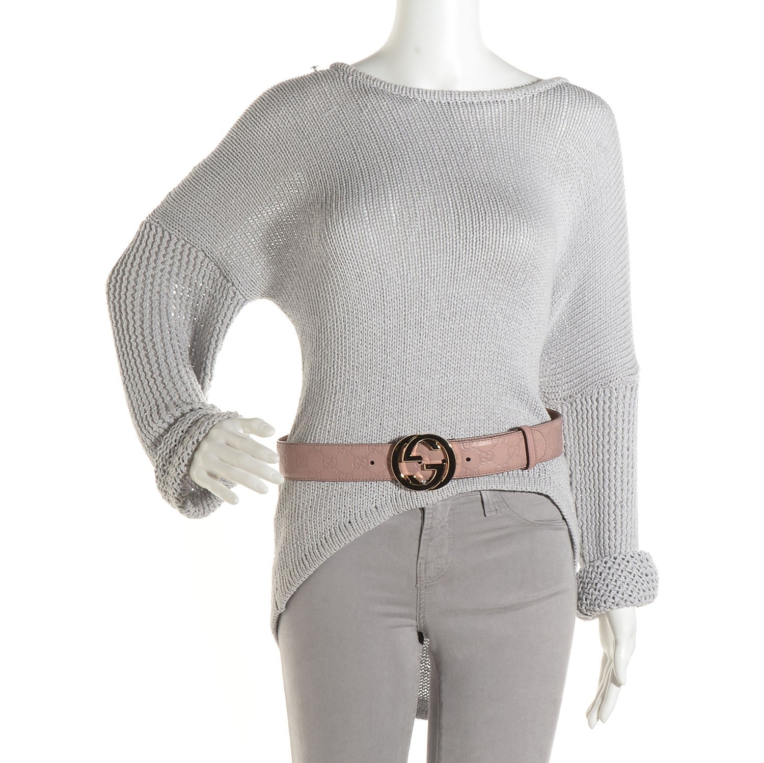 Gucci Guccissima Interlocking G Belt 85 34 Antique Rose 2 of 6