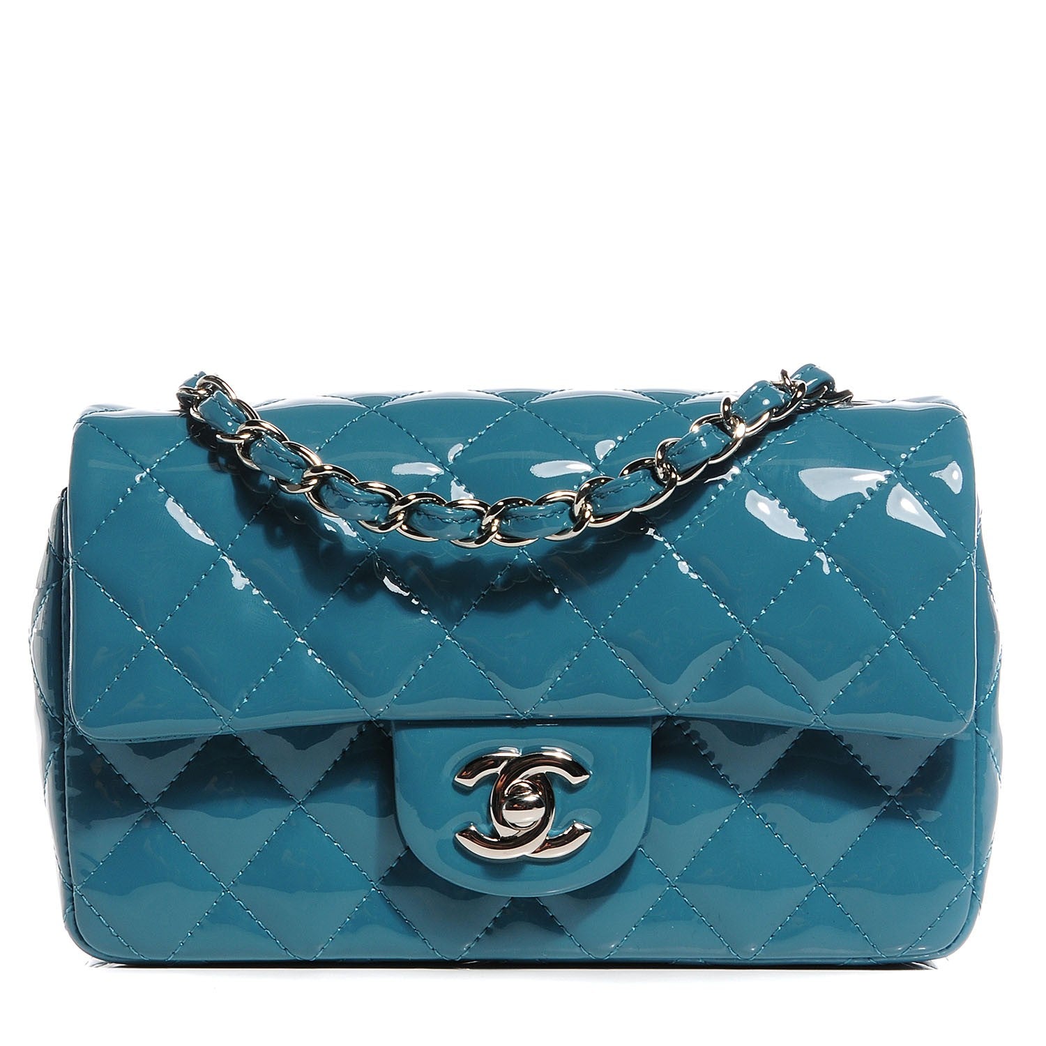 Chanel Patent Quilted Mini Rectangular Flap Green 1 of 9