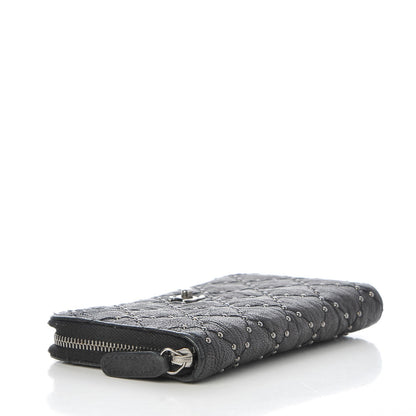 Chanel Crumpled Lambskin Studded Paris Dallas Zip Around Wallet Black 4 of 8