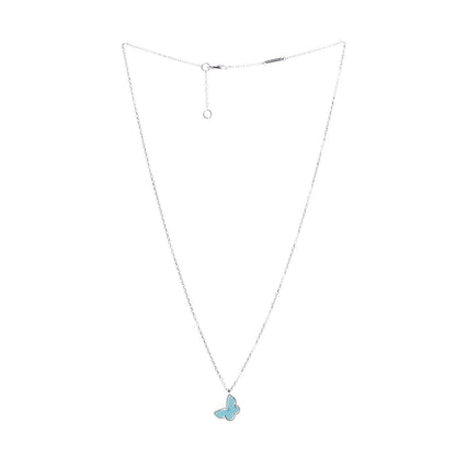 Van Cleef & Arpels 18K White Gold Turquoise Sweet Alhambra Butterfly Pendant Necklace 3 of 7