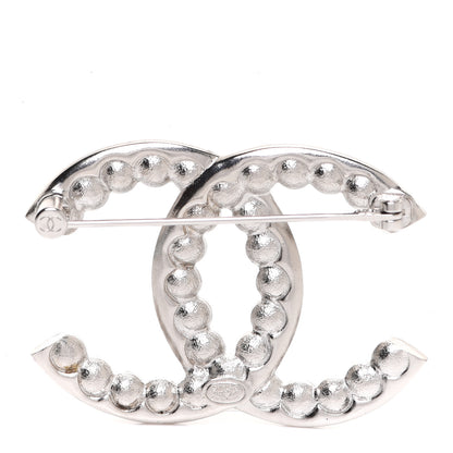 Chanel Pearl Crystal CC Brooch Silver 3 of 5