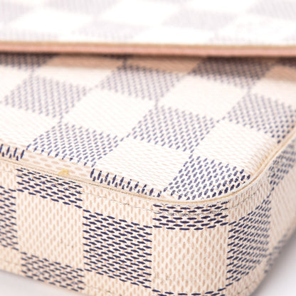 Louis Vuitton Damier Azur Pochette Felicie Chain Wallet Rose Ballerine 10 of 16