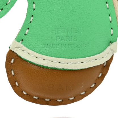 Hermes Milo Lambskin Geegee Camail Bag Charm Kraft Vert Comics Vert Fizz Craie 3 of 4