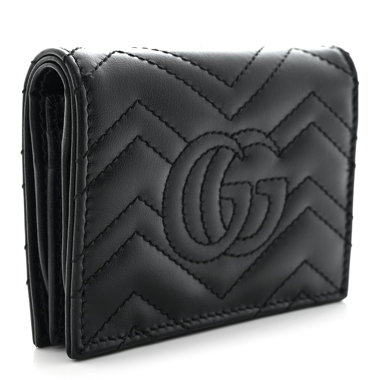 Gucci Calfskin Matelasse GG Marmont Card Case Black 3 of 9