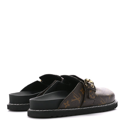 Louis Vuitton Patent Monogram Womens Cosy Flat Comfort Clog Mules 38 Brown 4 of 8
