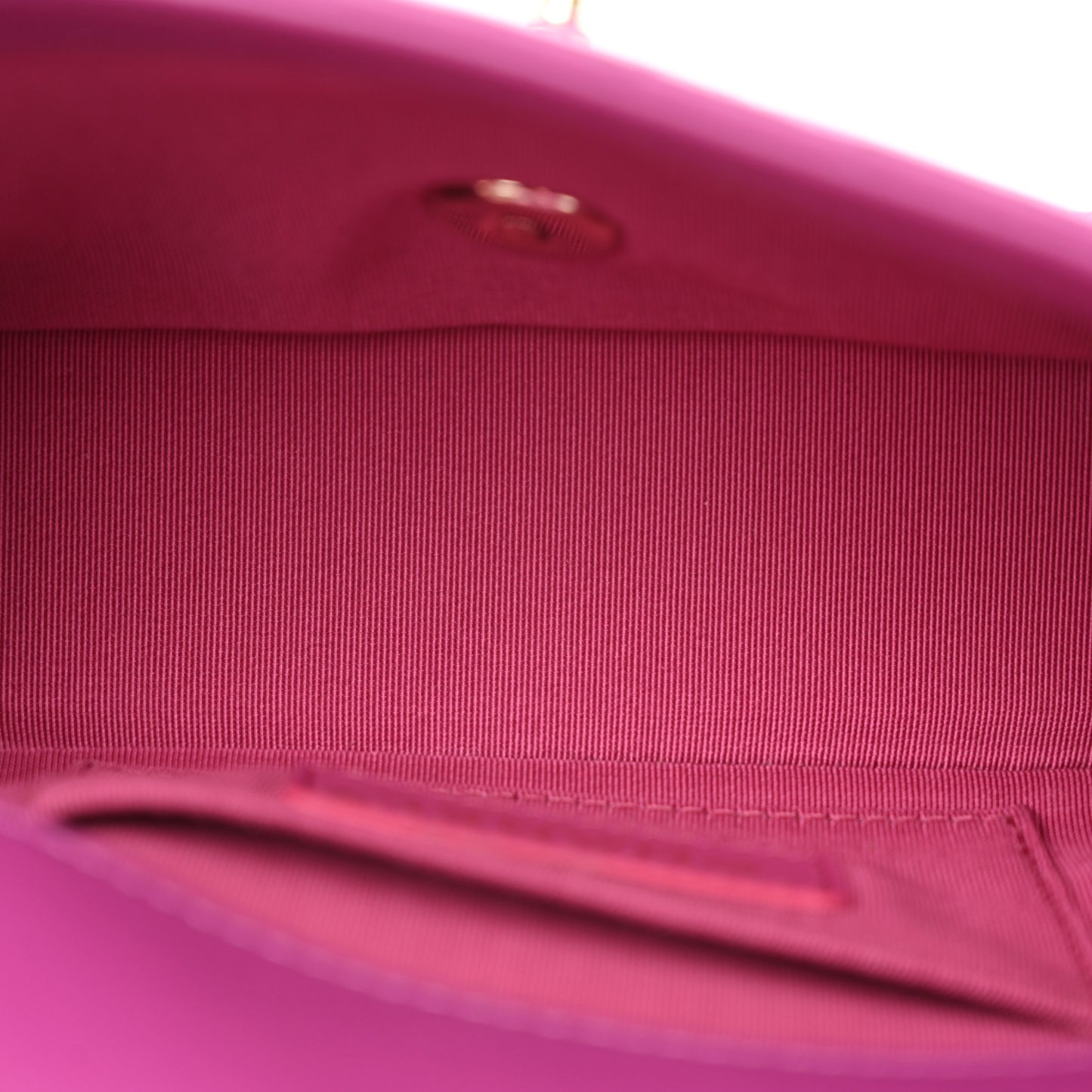 Lambskin Enamel Quilted Small Woven Logo Flap Purple